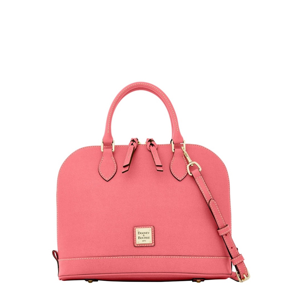 ✨NEW✨Dooney & Bourke Saffiano Zip Zip Satchel in Bubble Gum (Coral Pink)